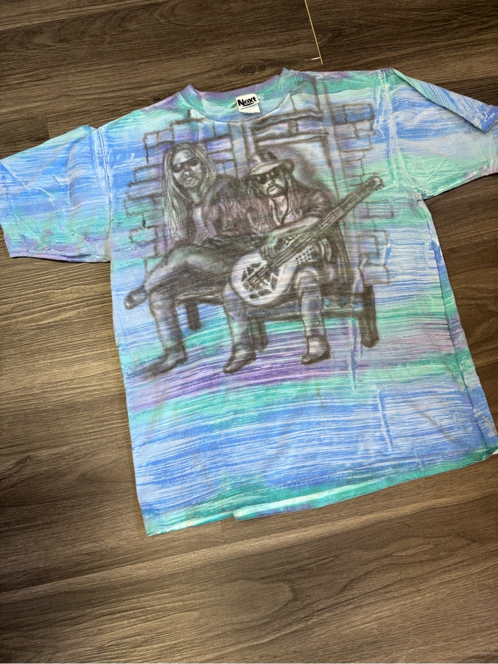 Vintage 1993 Tie-Dye  Allman Brothers Band t-shirt XL Blue Green Frnt & Bck logo